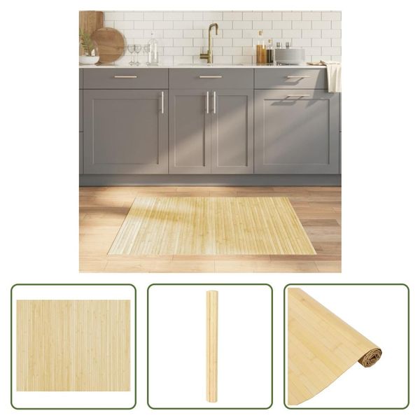 The Living Store Tappeto Rettangolare Light Natural 80X100 Cm Bamboo-image