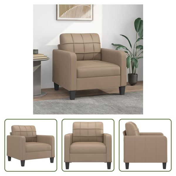 The Living Store Poltrona Cappuccino-Brown 60 Cm In Pelle Finta-image