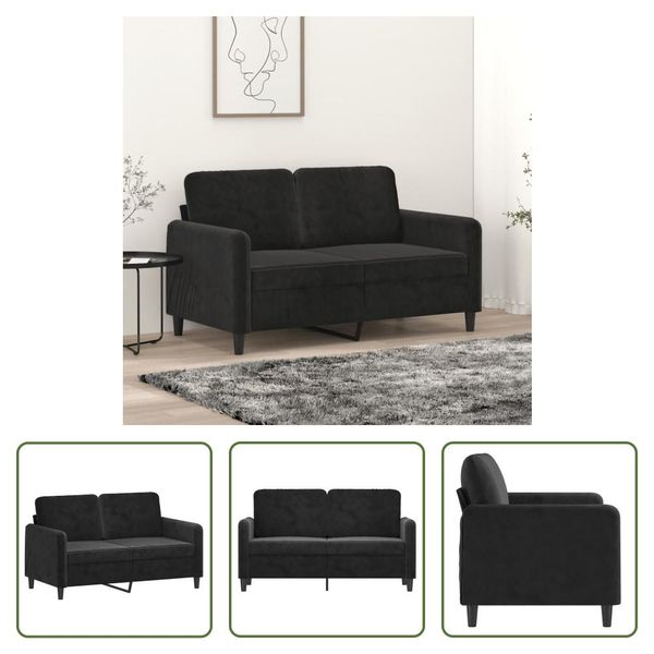 The Living Store Divano A 2 Posti In Velluto Nero 120 Cm-image