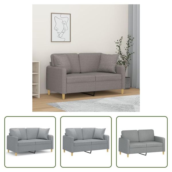 The Living Store Divano A 2 Posti Con Cuscini Decorativi In Tessuto Grigio Chiaro Da 120 Cm-image