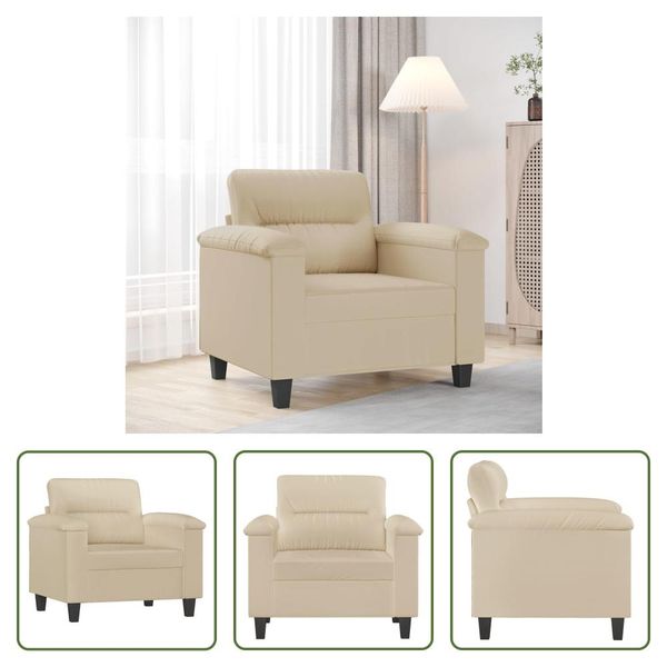 The Living Store Poltrona Crema 60 Cm In Tessuto Microfibra-image