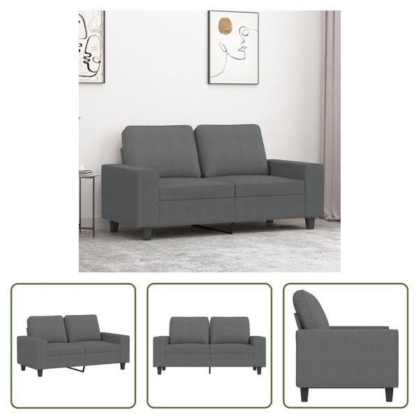 The Living Store Divano A 2 Posti In Tessuto Grigio Scuro 120 Cm-image