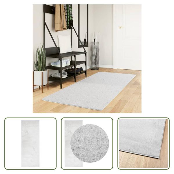 The Living Store Tappeto Oviedo A Pelo Corto Grigio 80X200 Cm-image