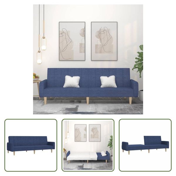 The Living Store Divano Letto 2 Posti In Tessuto Blu-image