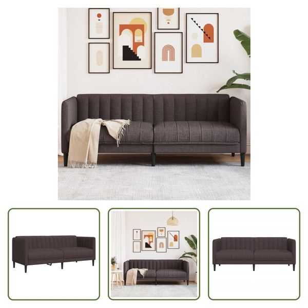 The Living Store Divano 2 Posti In Tessuto Marrone Scuro-image