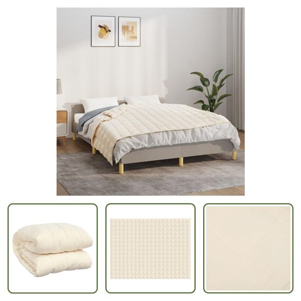 The Living Store Coperta Pesata Crema Chiaro 152X203 Cm 7 Kg Tessuto-image