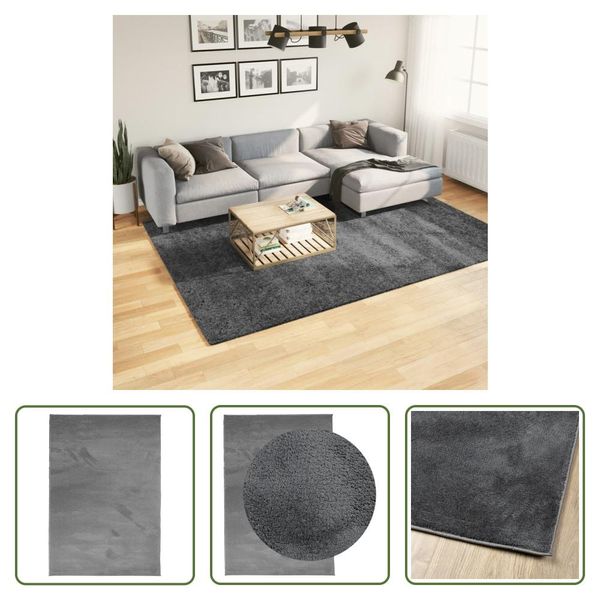 The Living Store Tappeto Oviedo A Pelo Corto Antracite 200X280 Cm-image