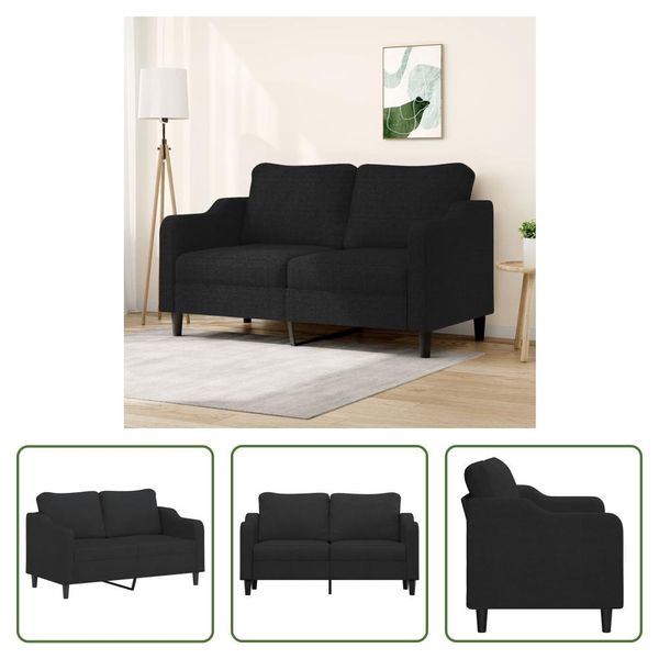 The Living Store Divano 2 Posti Nero 140 Cm In Tessuto-image