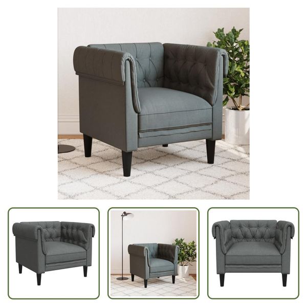The Living Store Poltrona Chesterfield In Tessuto Grigio Scuro-image