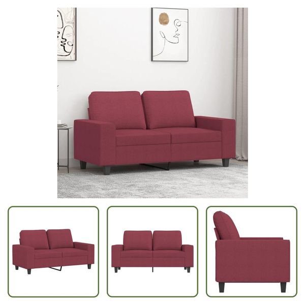 The Living Store Divano 2 Posti Rosso Vino 120 Cm In Tessuto-image