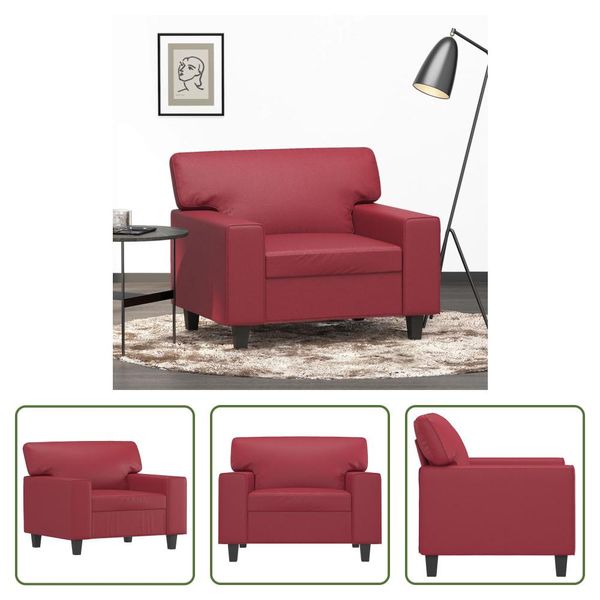 The Living Store Poltrona Rosso Vino 60 Cm In Pelle Finta-image