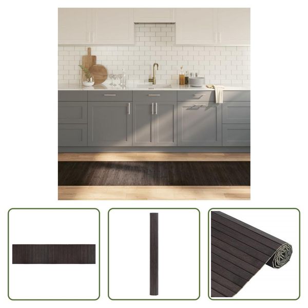 The Living Store Tappeto Rettangolare Marrone Scuro 70X300 Cm Bamboo-image