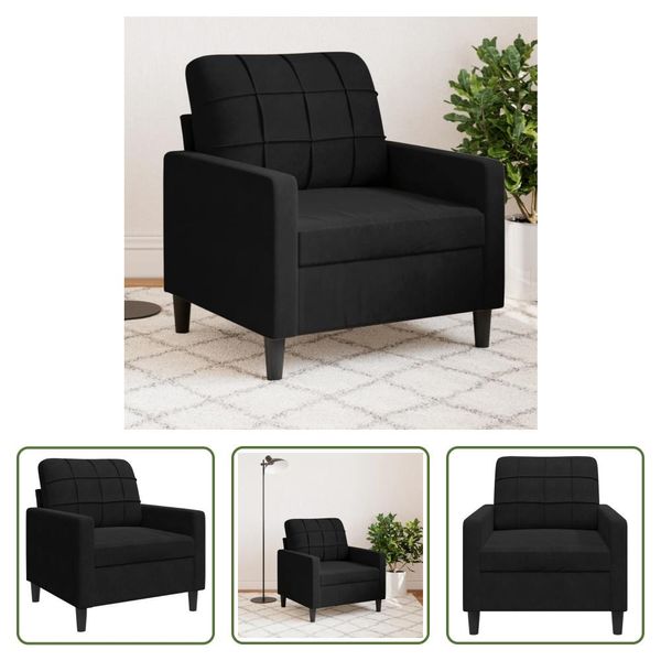 The Living Store Poltrona Nera 60 Cm In Velluto-image