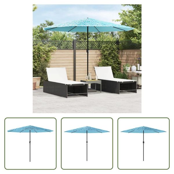 The Living Store Ombrellone Con Palo In Acciaio Blu 324X324X247 Cm-image