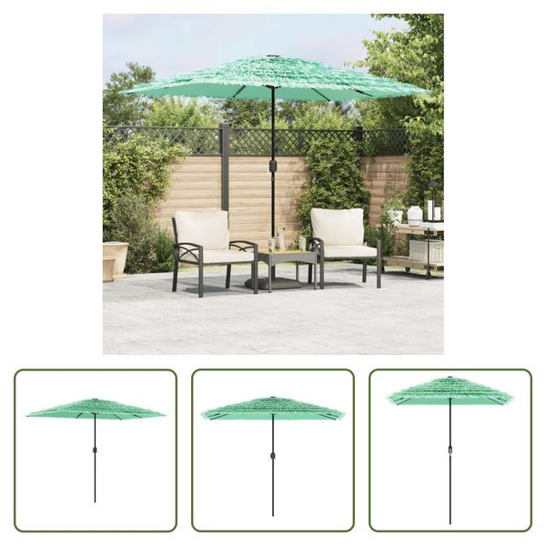 The Living Store Ombrellone Con Palo In Acciaio Verde 300X200X250 Cm-image