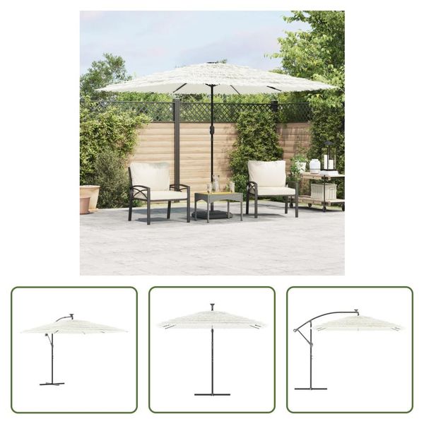 The Living Store Ombrellone Con Palo In Acciaio Bianco 290X290X238 Cm-image