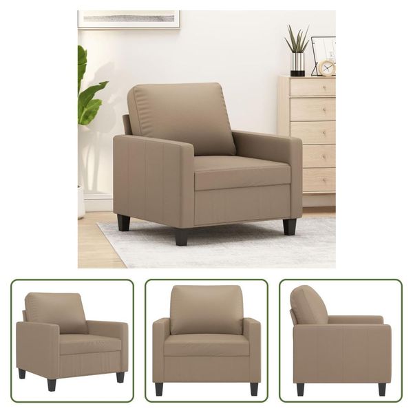 The Living Store Poltrona Cappuccino-Brown 60 Cm In Pelle Finta-image