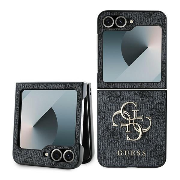 Guess Guhczf64Gmggr Z Flip6 F741Czarny/Pelle Nera 4G Logo In Metallo-image