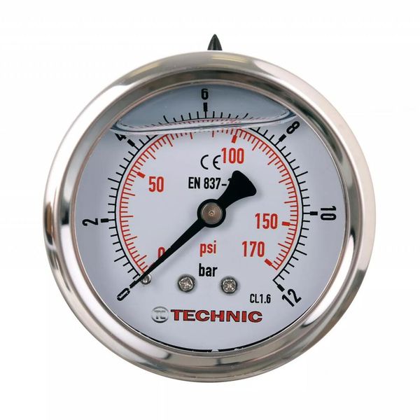 Tc Technic Manometro Per Glicerina 63Mm 0-25 Bar 350 Psi 1/4" Display Di Pressione"-image