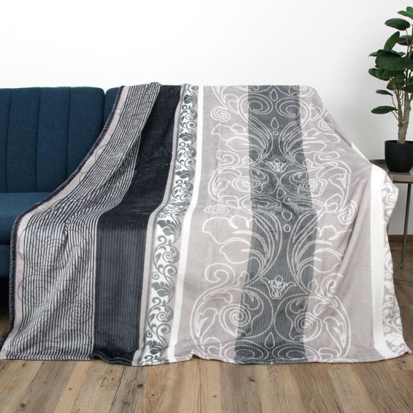 Coperta Coccolosa Xxl (130X170Cm) - Ornamento Grigio Chiaro - Coperta Soffice Coperta In Microfibra - Jacquard, Grande Coperta Morbida Da Vivere Per Coccolare Coperta Di Flanella-image