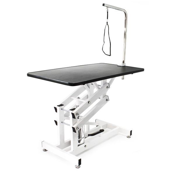 Tavolo Da Toelettatura Wiltec Per Cani E Gatti, 108X60X55,5-92,5 Cm, Tavolo Da Toelettatura Idraulico, Pieghevole, Tavolo Da Toelettatura Con Braccio, Tavolo Da Toelettatura Per Animali-image
