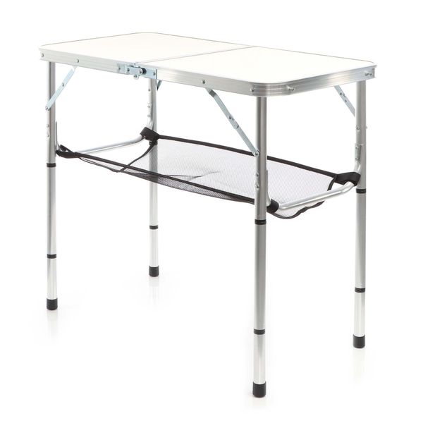 Tavolo Da Campeggio Toboli Bianco 80X40Cm Regolabile In Altezza A 31/45/56/70 Cm Tavolo Pieghevole In Alluminio Tavolo Pieghevole Da Esterno Per Campeggio, Giardino E Balcone, Tavolo Da Campeggio Pieghevole-image