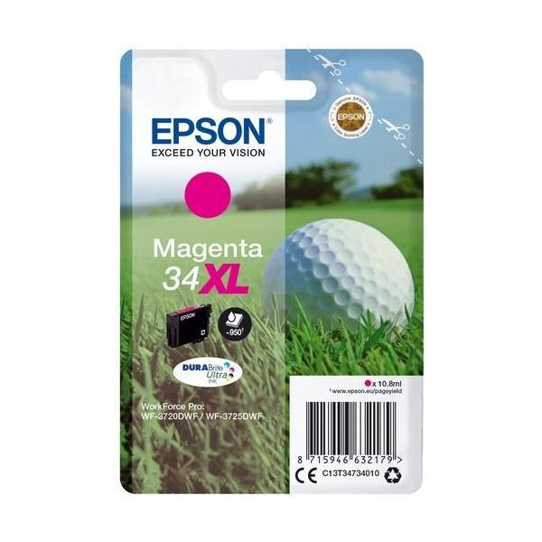 Original Epson Workforce Pro WF-3720 Dwf (C13T34734010 / 34XL) Druckerpatrone Magenta-image