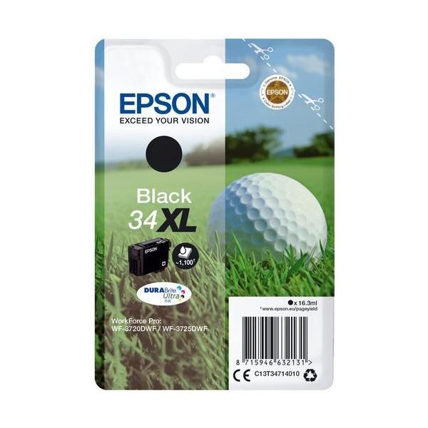 Original Epson Workforce Pro WF-3720 Series (C13T34714010 / 34XL) Druckerpatrone Schwarz-image