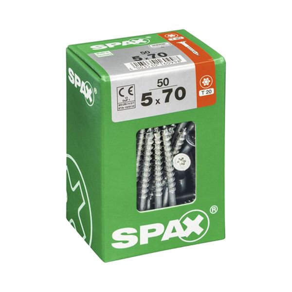 Set Di 50 Viti Spax Torx In Acciaio A Testa Svasata, Diam.5 Mm X L.70 Mm-image