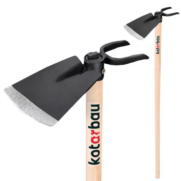 Kotarbau® Zappetta Combinata 120 X 114 Mm 2 Rebbi 80 Mm Con Manico 114 Cm Zappetta Per Erbacce Zappetta Per Piante Attrezzo Da Giardino Per Trapianti Diserbo Manutenzione Del Giardino-image