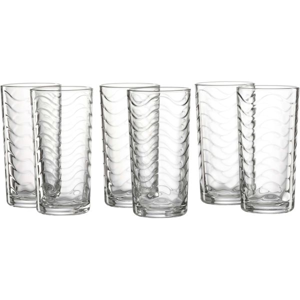 Ritzenhoff & Breker Longdrinkglas Wave, 6Er Set, Trinkglas, Saftglas, Wasserglas, Longdrink, Glas, Klar, 250 Ml, 812039-image