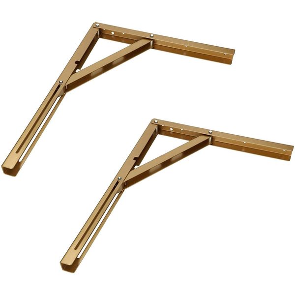 Kotarbau® 2 Pezzi Staffa Pieghevole 400 X 300 Mm Oro Tutti I Colori Staffa In Acciaio Staffa A Parete Staffe Staffa Angolare Per Scaffalature Staffa Di Supporto Per Scaffalature Staffa Pesante-image