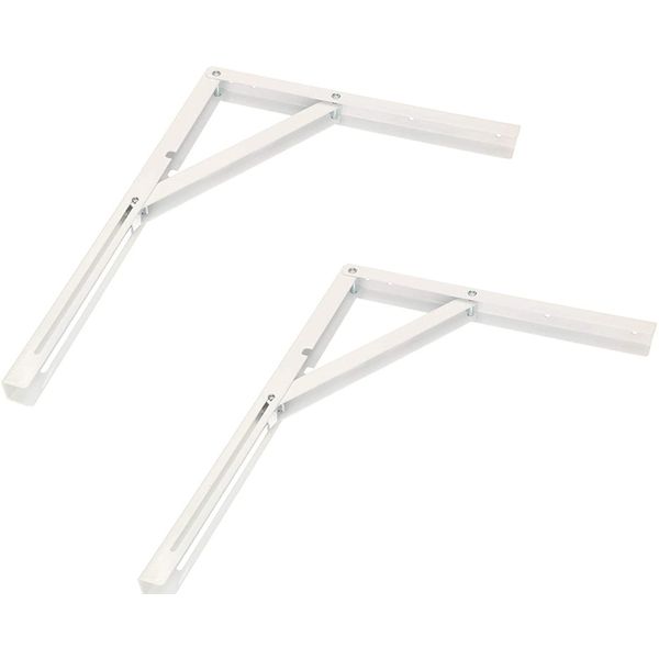 Kotarbau® 2 Pezzi Staffa Pieghevole 400 X 300 Mm Bianco Tutti I Colori Staffa In Acciaio Staffa A Muro Staffe Scaffale Angolare Staffa Supporto Scaffale Staffa Per Carichi Pesanti-image