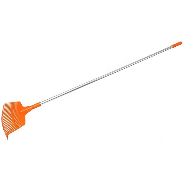 Kotarbau® Rastrello Per Foglie Plastica 23 Denti Arancione Rastrello Giardino Con Manico In Alluminio- Rastrelli Per Foglie Erba Siepi Leggero-image