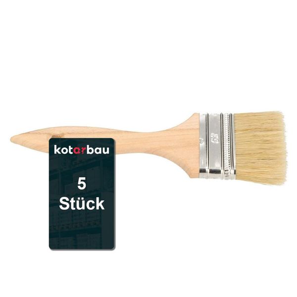Kotarbau® Pennelli Per Pittura Con Manico In Legno 63 Mm 5 Pz. Tutte Le Misure Pennelli Piatti Pennelli Per Smalti Mordenti Pennelli Per Pittura Vernice Vernici Acriliche Setole Resistenti Allo Strappo Lavabile Uni-image