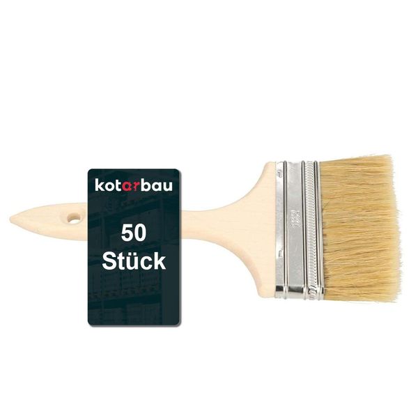 Kotarbau® 50 Pennelli Con Manico In Legno Tutti 102 Mm Pennello Piatto Macchia Smalto Colori Per Pittura Pennello Vernice Lacca Colori Acrilici Setole Resistenti Allo Strappo Lavabile Uni-image
