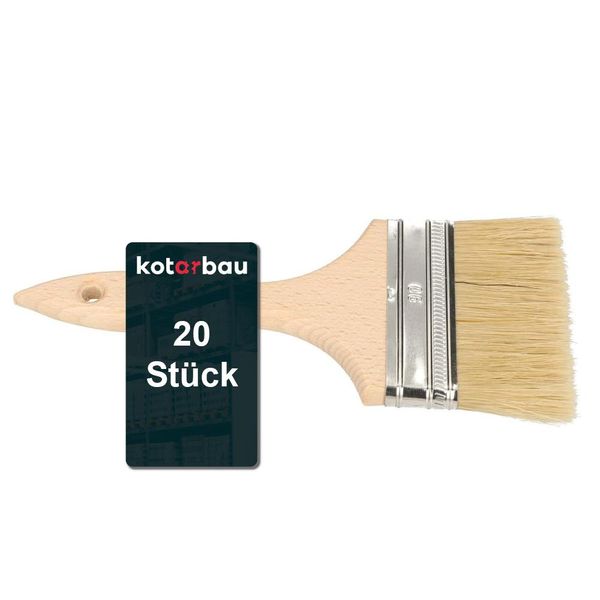 Kotarbau® Set Di 20 Pennelli Con Manico In Legno Tutti I Pennelli Piatti Da 90 Mm Pennelli Per Pittura A Smalto Vernice Per Pittura Vernici Acriliche Setole Resistenti Allo Strappo Lavabile Uni-image