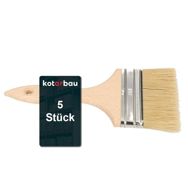 Kotarbau® Pennelli Per Pittura Con Manico In Legno 90 Mm 5 Pz. Tutte Le Misure Pennelli Piatti Pennelli Per Smalti Mordenti Pennelli Per Pittura Vernice Vernici Acriliche Setole Resistenti Allo Strappo Lavabile Uni-image