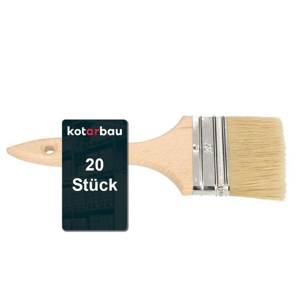 Kotarbau® Set Di 20 Pennelli Con Manico In Legno Tutti Da 76 Mm Pennello Piatto Macchia Smalto Pennello Per Pittura Pennello Per Pittura Colori Acrilici Setole Resistenti Allo Strappo Lavabile Uni-image