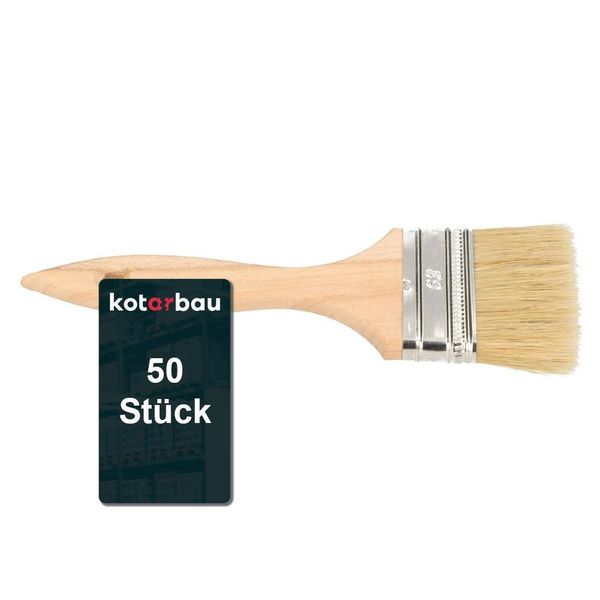 Kotarbau® Pennelli Per Pittura Con Manico In Legno 63 Mm 50 Pz. Tutte Le Misure Pennelli Piatti Pennelli Per Smalti Mordenti Pennelli Per Pittura Vernice Vernici Acriliche Setole Resistenti Allo Strappo Lavabile Uni-image
