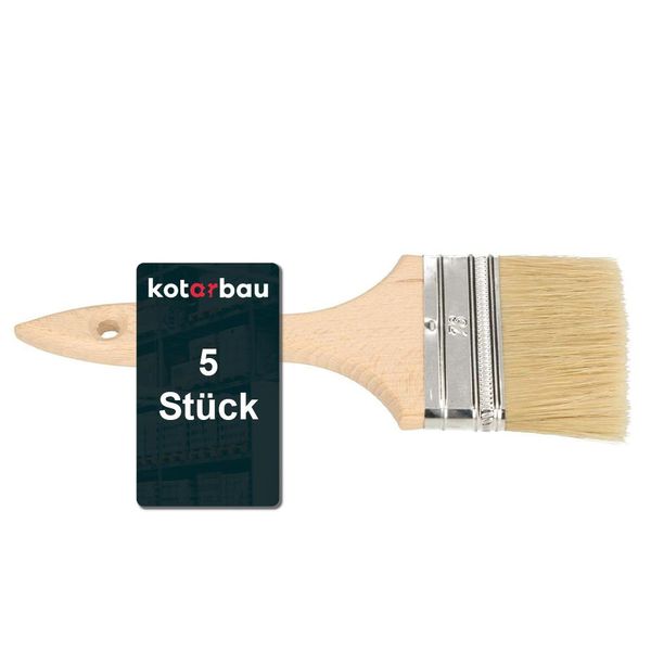 Kotarbau® Pennelli Per Pittura Con Manico In Legno 76 Mm 5 Pz. Tutte Le Misure Pennelli Piatti Pennelli Per Smalti Mordenti Pennelli Per Pittura Vernice Vernici Acriliche Setole Resistenti Allo Strappo Lavabile Uni-image