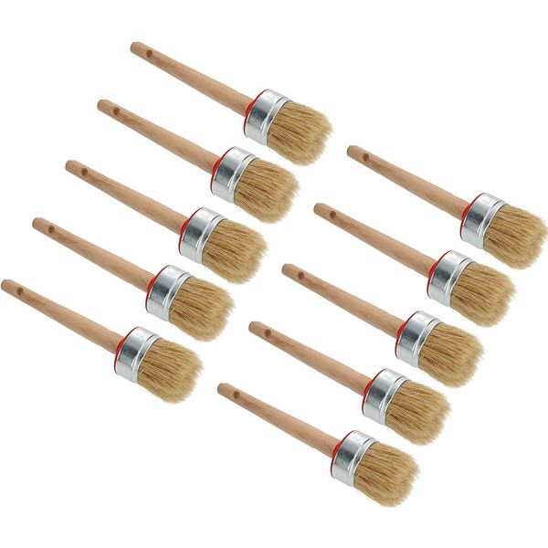 Kotarbau® Set Di 10 Pennelli Rotondi Da 50 Mm Pennelli Ad Anello Pennelli Per Smalto Pennelli Per Pittura Pennelli In Legno Per Lavori Di Ristrutturazione-image
