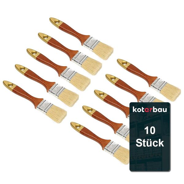 Kotarbau® Set Di 10 Pennelli Piatti Lunghezza Setole 1,5" 36 Mm Pennello Per Smalti Pennello Per Pittori Pennello In Legno Laccato Per Lavori Di Ristrutturazione"-image