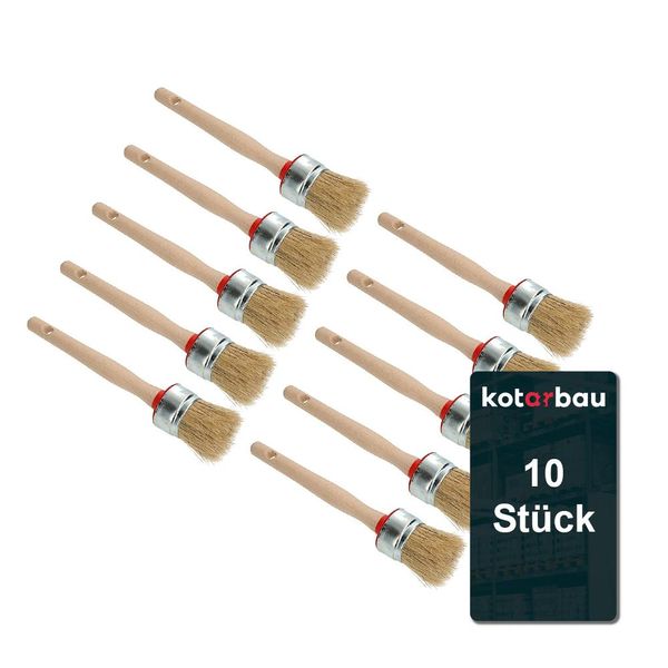 Kotarbau® Set Di 10 Pennelli Rotondi Da 40 Mm Pennelli Ad Anello Pennelli Per Smalto Pennelli Per Pittura Pennelli In Legno Per Lavori Di Ristrutturazione-image