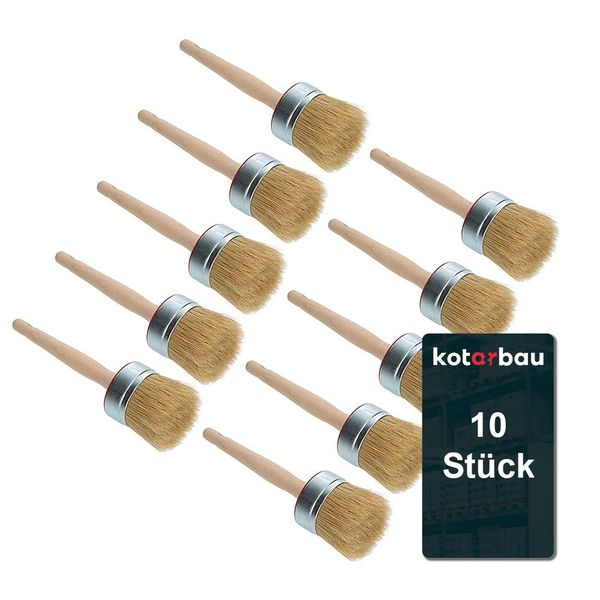 Kotarbau® Set Di 10 Pennelli Rotondi Da 60 Mm Pennelli Ad Anello Pennelli Per Smalto Pennelli Per Pittura Pennelli In Legno Per Lavori Di Ristrutturazione-image