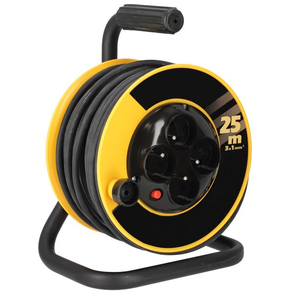 Kotarbau® Cavo Di Prolunga Piccolo 3X1Mm2 25 M Con Tamburo E Interruttore Termico 4 Volte Collegato A Terra Con Cavo In Gomma Supporto In Acciaio L'attrezzatura Perfetta Per La Vostra Cantina-image