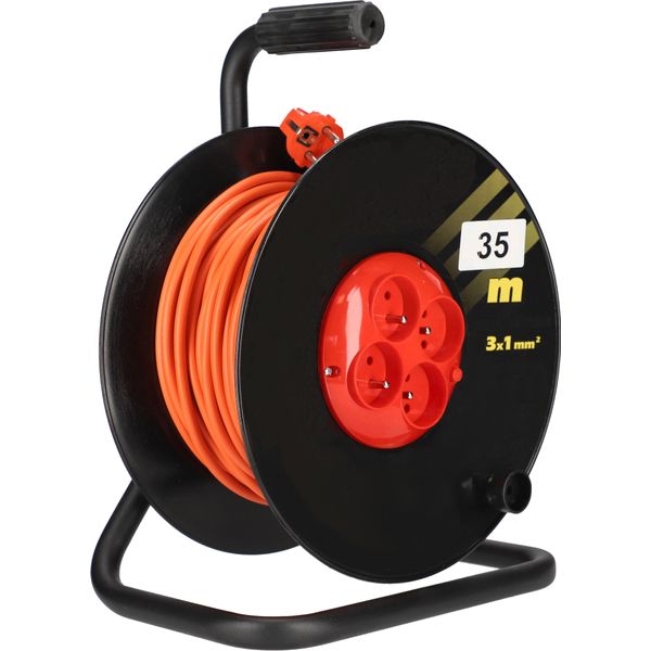 Kotarbau® Cavo Di Prolunga - Stromme 35M 3X1 H05VV-F Cestello Di Grandi Dimensioni Con Protezione Termica Messa A Terra A 4 Pieghe Supporto In Metallo Utile Per Qualsiasi Casa, Immobile, Officina, Cantiere O Appartamento-image
