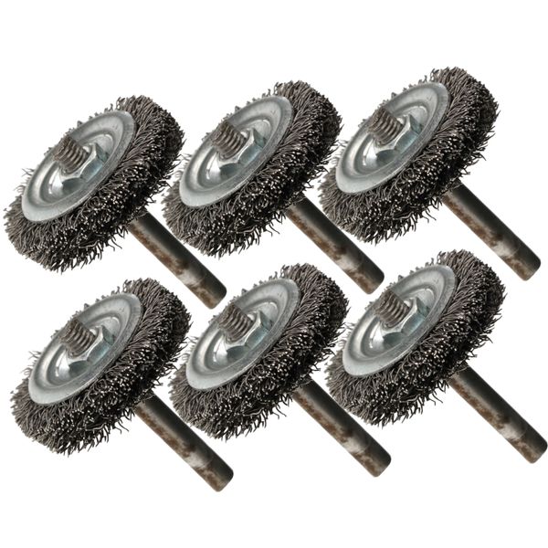 Kotarbau® Set Di 6 Spazzole A Disco Da 40 Mm Con Gambo Rotondo In Filo D'acciaio Ondulato Per Trapani-image