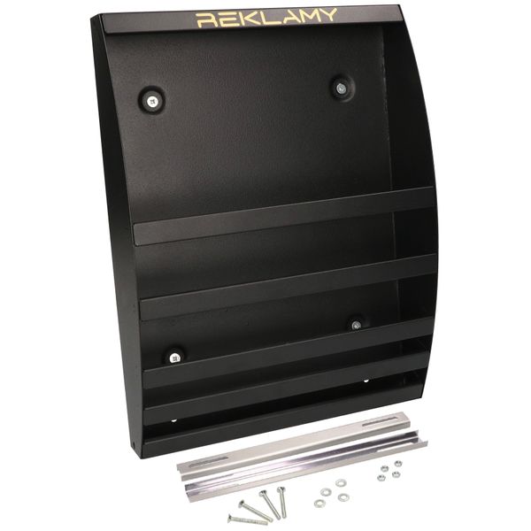 Kotarbau® Portadepliant A Parete Per Materiale Pubblicitario 340 Mm X 240 Mm X 30 Mm Lamiera Zincata Nero Opaco-image