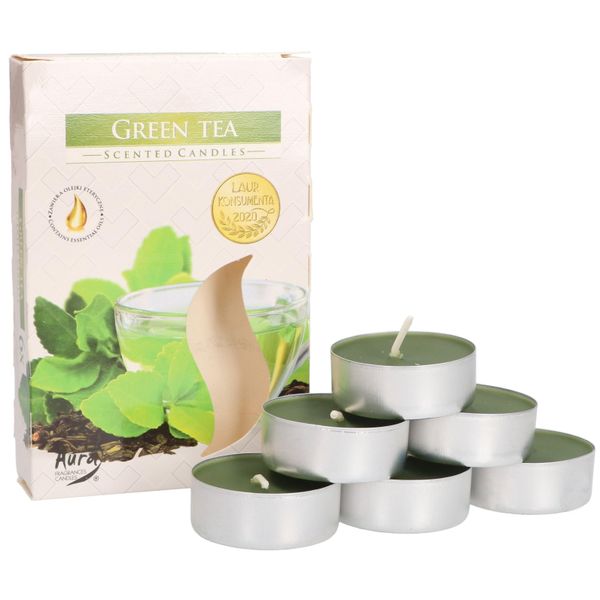 Kotarbau® 6 Confezioni Di Candele Profumate Tea Light Verde Tea Profumato Tea Light Tempo Di Combustione 4 Ore-image